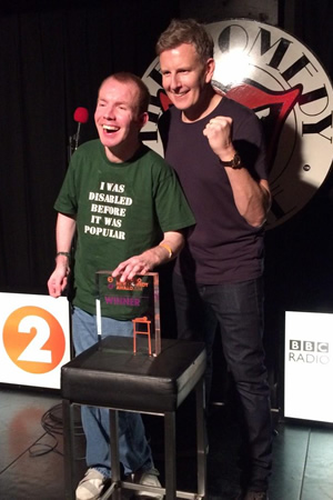 BBC New Comedy Award. Image shows from L to R: Lee Ridley, Patrick Kielty. Copyright: BBC