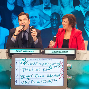 The Big Fat Quiz Of The Year. Image shows from L to R: David Walliams, Miranda Hart. Copyright: Hot Sauce / Channel 4 Television Corporation