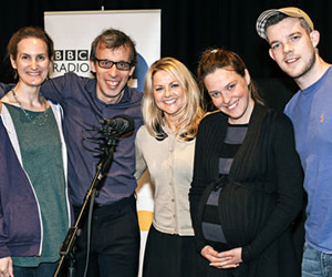 Births, Deaths And Marriages. Image shows from L to R: Anita (Sandy McDade), Malcolm Fox (David Schneider), Lorna (Sarah Hadland), Mary (Sally Bretton), Luke (Russell Tovey). Copyright: Unique Productions