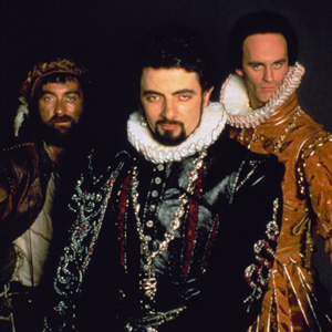 Blackadder. Image shows from L to R: Baldrick (Tony Robinson), Lord Edmund Blackadder (Rowan Atkinson), Percy (Tim McInnerny). Copyright: BBC / Tiger Aspect Productions