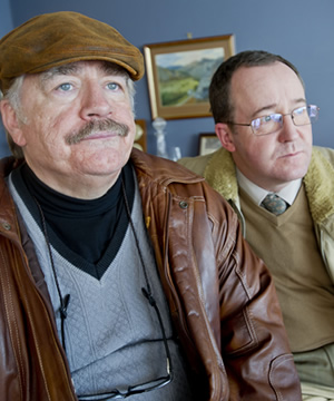 Bob Servant. Image shows from L to R: Bob Servant (Brian Cox), Frank (Jonathan Watson). Copyright: BBC