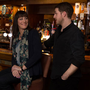 Boy Meets Girl. Image shows from L to R: Judy (Rebecca Root), Leo (Harry Hepple). Copyright: Tiger Aspect Productions