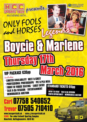 Boycie and Marlene - Mansfield event flyer