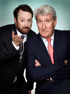 Channel 4's Alternative Election Night. Image shows from L to R: David Mitchell, Jeremy Paxman. Copyright: Zeppotron