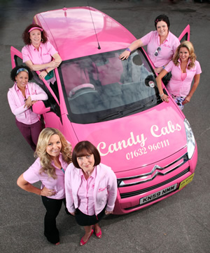 Candy Cabs. Image shows from L to R: Sally-Ann (Danielle Henry), Stella (Melanie Hill), Jackie O'Sullivan (Jo Joyner), Elaine Partridge (Lisa Millett), Big Pam (Lu Corfield), Amanda (Claire Sweeney). Copyright: Splash Media