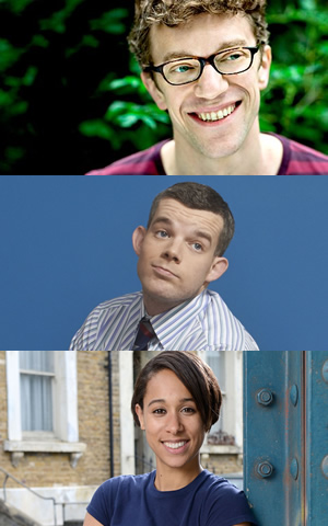 Image shows from L to R: Richard Marsh, Russell Tovey, Rebecca Scroggs