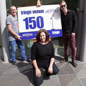 Image shows from L to R: Jimeoin, Catherine King, Daniel Sloss