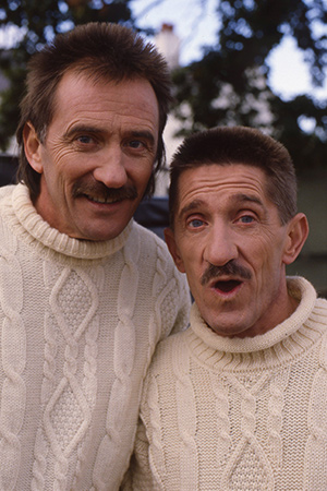 ChuckleVision. Image shows from L to R: Paul Chuckle (Paul Elliott), Barry Chuckle (Barry Elliott). Copyright: BBC