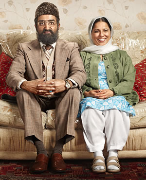 Citizen Khan. Image shows from L to R: Mr Khan (Adil Ray), Mrs Khan (Shobu Kapoor). Copyright: BBC