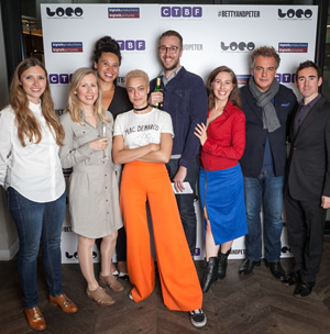 Betty Box and Peter Rogers Comedy Writing Programme. Image shows from L to R: Denise Hicks, Sasha Collington, Christine Robertson, Laura Kirwan-Ashman, Meryl O'Rourke, Kenton Allen, Jonathan Wakeham