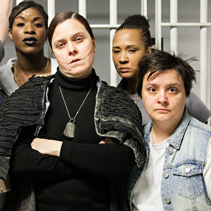 Dead Boss. Image shows from L to R: Top Dog (Lizzie Roper), Lennie (Golda Rosheuvel), Fatty (Susan Calman). Copyright: BBC