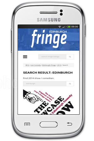 BCG Fringe site on a mobile phone