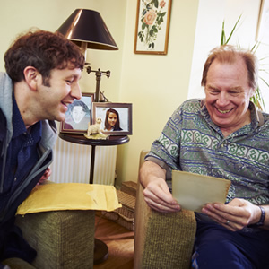 Family Tree. Image shows from L to R: Tom Chadwick (Chris O'Dowd), Keith Chadwick (Michael McKean). Copyright: Lucky Giant