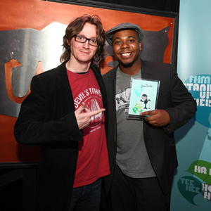 FHM's Stand-Up Hero. Image shows from L to R: Ed Byrne, London Finalist (Marlon Davis). Copyright: Baby Cow Productions / Signal TV