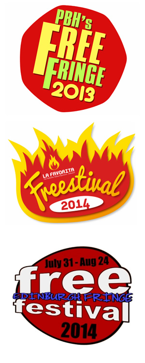 Logos of PBH Free Fringe, Freestival and Free Festival