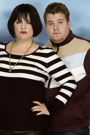 Gavin & Stacey. Image shows from L to R: Nessa (Ruth Jones), Smithy (James Corden). Copyright: Baby Cow Productions