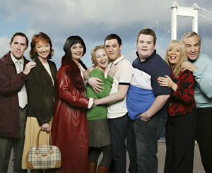 Gavin & Stacey. Image shows from L to R: Bryn (Rob Brydon), Gwen (Melanie Walters). Copyright: Baby Cow Productions