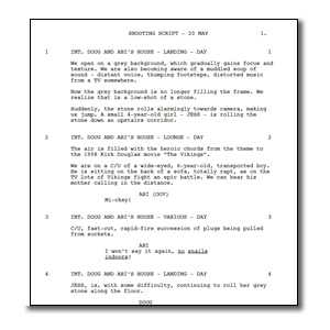 A page of a shooting script for In The Loop