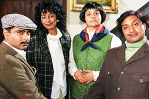 Goodness Gracious Me. Image shows from L to R: Sanjeev Bhaskar, Meera Syal, Nina Wadia, Kulvinder Ghir. Copyright: BBC