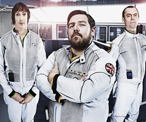 Hyperdrive. Image shows from L to R: Diplomatic Officer Teal (Miranda Hart), Commander Henderson (Nick Frost), First Officer York (Kevin Eldon)