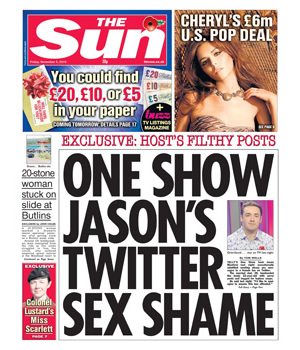 Jason Manford: One Show's Jason Twitter Sex Shame. Sun Headline