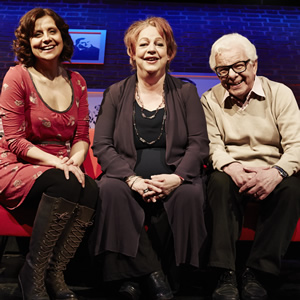 Jo Brand's Great Wall Of Comedy. Image shows from L to R: Rebecca Front, Jo Brand, Barry Cryer. Copyright: STV Productions