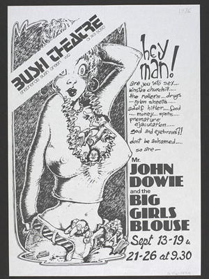 John Dowie and the Big Girls Blouse gig poster from 1976