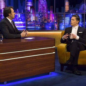 The Jonathan Ross Show. Image shows from L to R: Jonathan Ross, Lee Evans. Copyright: Hot Sauce / ITV Studios