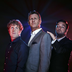 The Last Leg. Image shows from L to R: Josh Widdicombe, Adam Hills, Alex Brooker. Copyright: Open Mike Productions