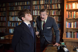 Little Crackers. Image shows from L to R: Fry (Daniel Roche), Headmaster (Stephen Fry)