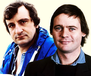 The Meaning Of Liff At 30. Image shows from L to R: Douglas Adams, John Lloyd. Copyright: BBC