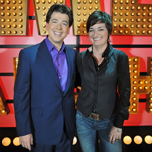 Michael McIntyre's Comedy Roadshow. Image shows from L to R: Michael McIntyre, Zoe Lyons. Copyright: Open Mike Productions