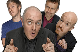 Mock The Week. Image shows from L to R: Russell Howard, Dara O Briain, Hugh Dennis, Andy Parsons. Copyright: Angst Productions