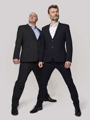 Mock The Week. Image shows from L to R: Dara O Briain, Hugh Dennis. Copyright: Angst Productions