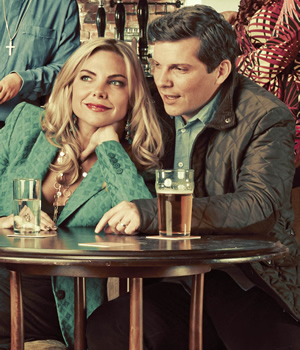 Mount Pleasant. Image shows from L to R: Tanya (Samantha Janus), Bradley Dawson (Nigel Harman). Copyright: Tiger Aspect Productions