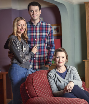 Mum. Image shows from L to R: Kelly (Lisa McGrillis), Jason (Sam Swainsbury), Cathy (Lesley Manville)