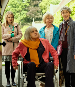 Murder On The Blackpool Express. Image shows from L to R: Laura (Kimberley Nixon), Moira (Nina Wadia), Mildred (Sheila Reid), Peggy (Una Stubbs)