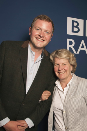 The News Quiz. Image shows from L to R: Miles Jupp, Sandi Toksvig. Copyright: BBC