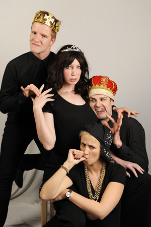 NewsRevue 2015. Image shows from L to R: Kieran Mortell, Naomi Bullock, Katriona Perrett, Simon Prag