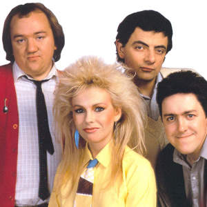 Not The Nine O'Clock News. Image shows from L to R: Mel Smith, Pamela Stephenson, Rowan Atkinson, Griff Rhys Jones