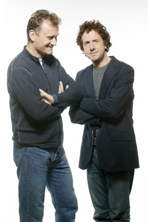 The Now Show. Image shows from L to R: Hugh Dennis, Steve Punt. Copyright: BBC