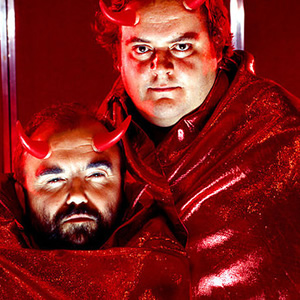 Old Harry's Game. Image shows from L to R: Satan (Andy Hamilton), Gary (Steven O'Donnell). Copyright: BBC