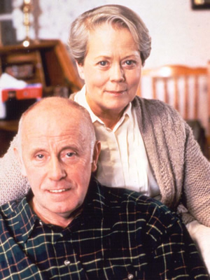 One Foot In The Grave. Image shows from L to R: Victor Meldrew (Richard Wilson), Margaret Meldrew (Annette Crosbie). Copyright: BBC