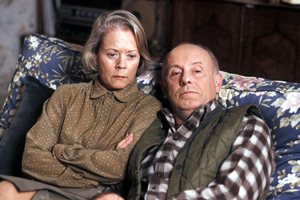 One Foot In The Grave. Image shows from L to R: Margaret Meldrew (Annette Crosbie), Victor Meldrew (Richard Wilson). Copyright: BBC