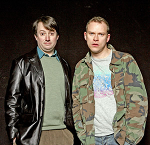 Peep Show. Image shows from L to R: Mark Corrigan (David Mitchell), Jeremy Usbourne (Robert Webb). Copyright: Objective Productions