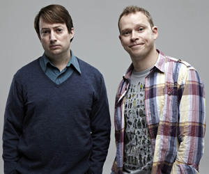 Peep Show. Image shows from L to R: Mark Corrigan (David Mitchell), Jeremy Usbourne (Robert Webb). Copyright: Objective Productions