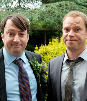 Peep Show. Image shows from L to R: Mark Corrigan (David Mitchell), Jeremy Usbourne (Robert Webb). Copyright: Objective Productions