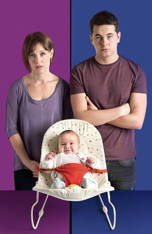 Pramface. Image shows from L to R: Laura Derbyshire (Scarlett Alice Johnson), Jamie Prince (Sean Michael Verey). Copyright: BBC / Little Comet