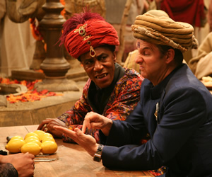 Red Dwarf. Image shows from L to R: Cat (Danny John-Jules), Rimmer (Chris Barrie). Copyright: Grant Naylor Productions / BBC