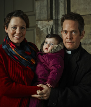 Rev.. Image shows from L to R: Alex Smallbone (Olivia Colman), Rev Adam Smallbone (Tom Hollander). Copyright: Big Talk Productions